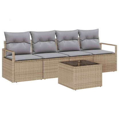 Set di divani 5 pcs Beige e grigio polyrattan | homemem39