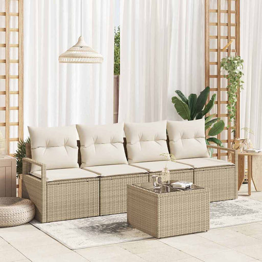 Set di divani 5 pcs Beige e Crema polyrattan
