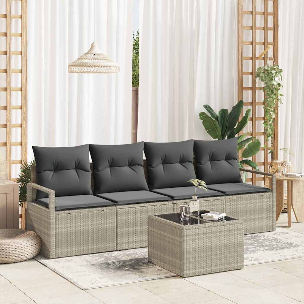 Set di divani 5 pcs Grigio chiaro e grigio scuro polyrattan - homemem39
