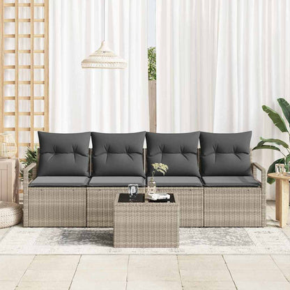 Set di divani 5 pcs Grigio chiaro e grigio scuro polyrattan - homemem39