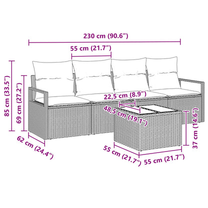 Set di divani 5 pcs Nero e Turchese polyrattan | homemem39