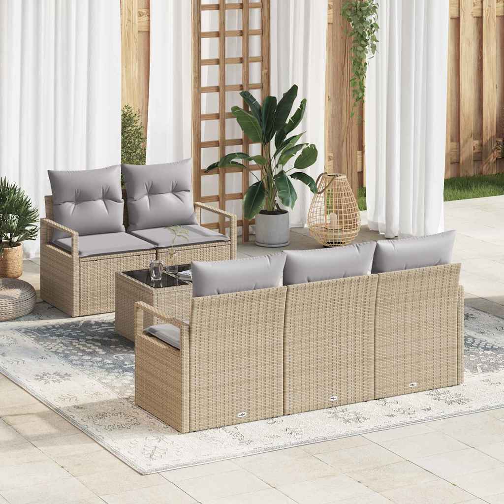 Set di divani con cuscino 6 pcs Beige e grigio polyrattan | homemem39