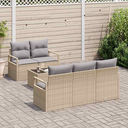 Set di divani con cuscino 6 pcs Beige e grigio polyrattan | homemem39