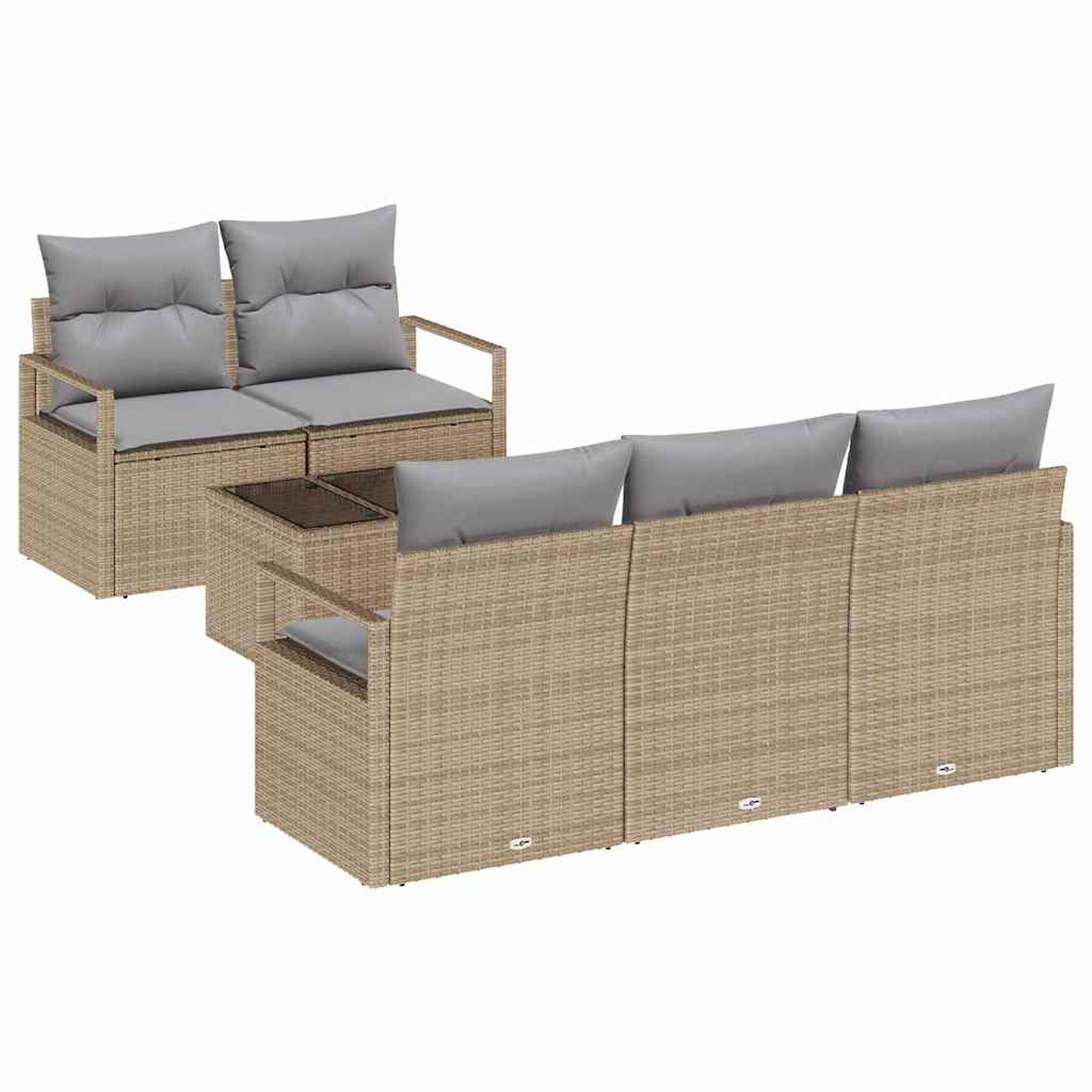 Set di divani con cuscino 6 pcs Beige e grigio polyrattan | homemem39