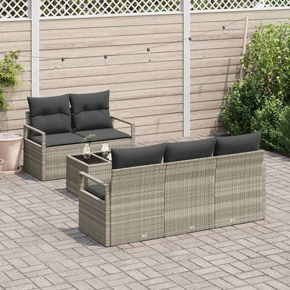 Set di divani con cuscino 6 pcs Grigio chiaro polyrattan | homemem39