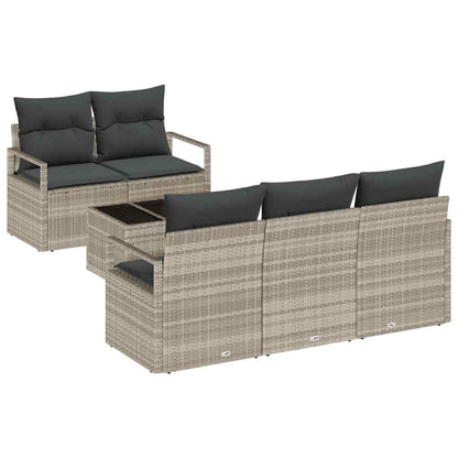 Set di divani con cuscino 6 pcs Grigio chiaro polyrattan | homemem39