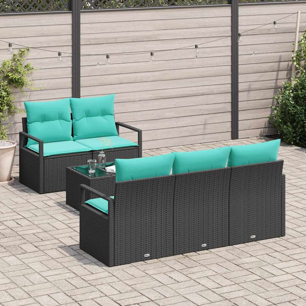 Set di divani 6 pcs Nero e Turchese polyrattan | homemem39
