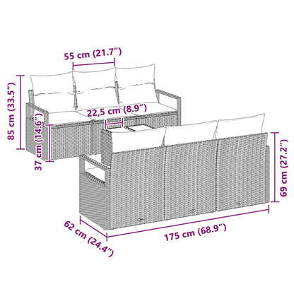 Set di divani con cuscino 7 pcs Nero e Crema polyrattan | homemem39