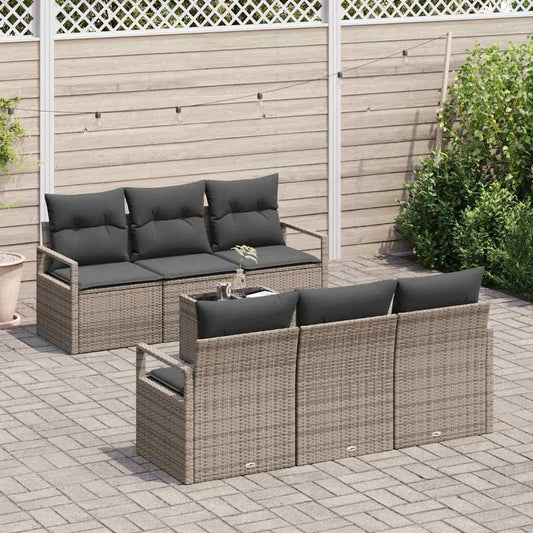 Set di divani con cuscino 7 pcs Grigio polyrattan