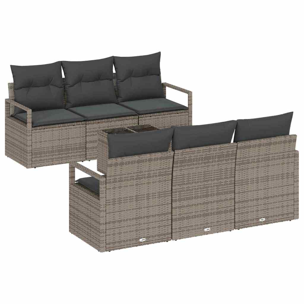 Set di divani con cuscino 7 pcs Grigio polyrattan | homemem39