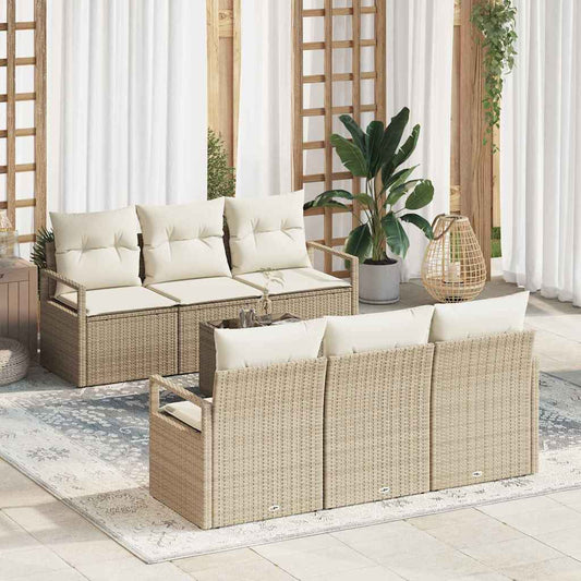 Set di divani 7 pcs Beige e Crema polyrattan