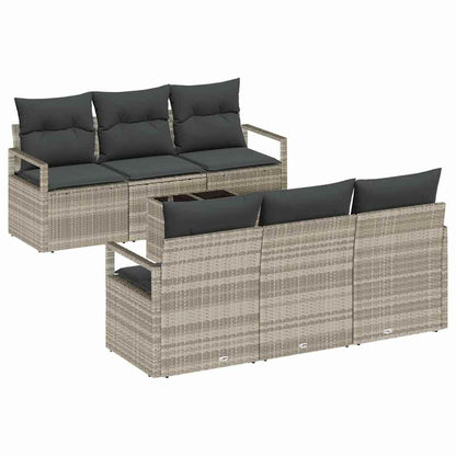 Set di divani con cuscino 7 pcs Grigio chiaro polyrattan | homemem39
