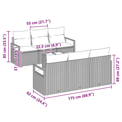 Set di divani con cuscino 7 pcs Nero e Turchese polyrattan | homemem39