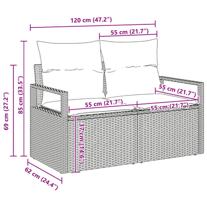 Set di divani con cuscino 7 pcs Nero e Turchese polyrattan | homemem39