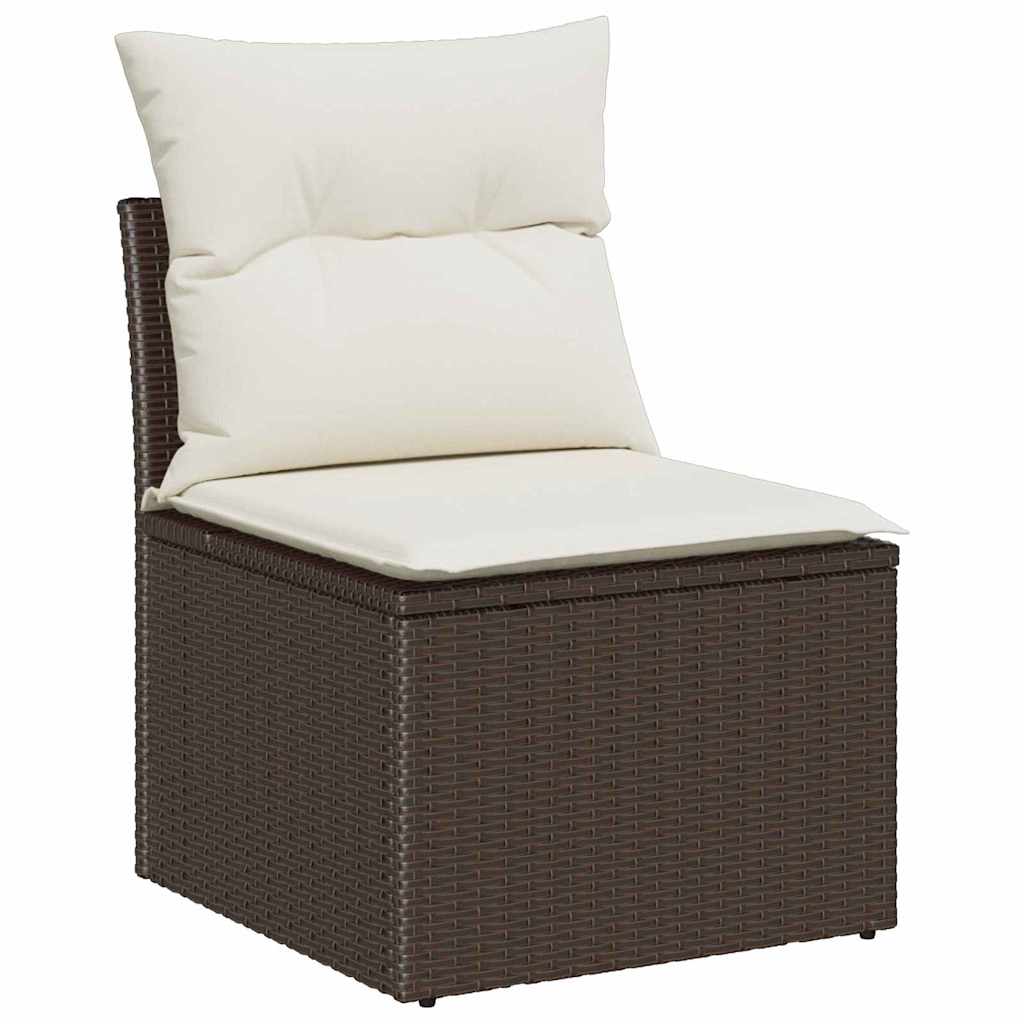 Set di divani con cuscino 7 pcs Marrone e Crema polyrattan | homemem39
