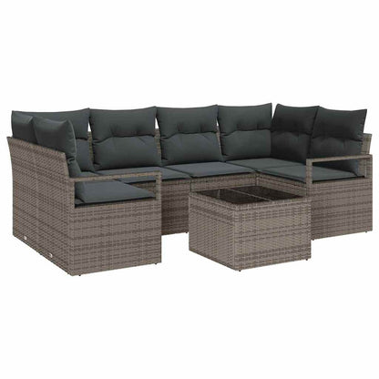 Set di divani con cuscino 7 pcs Grigio polyrattan