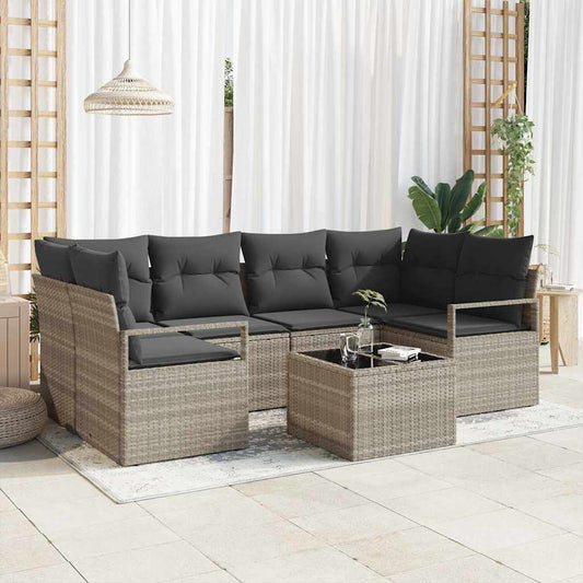 Set di divani 7 pcs Grigio chiaro e grigio scuro polyrattan