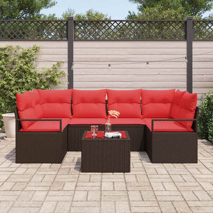 Set di divani 7 pcs Marrone e Rosso polyrattan | homemem39
