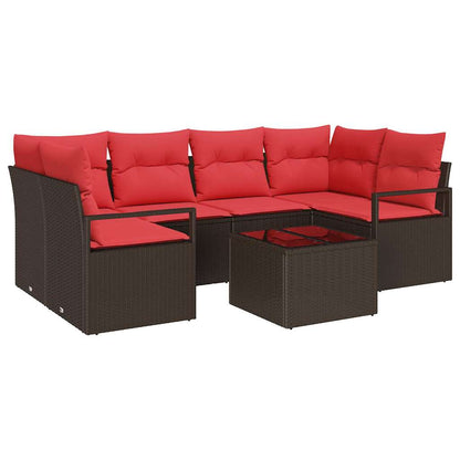Set di divani 7 pcs Marrone e Rosso polyrattan | homemem39