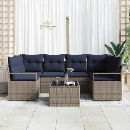 Set di divani 7 pcs Grigio e Blu polyrattan | homemem39