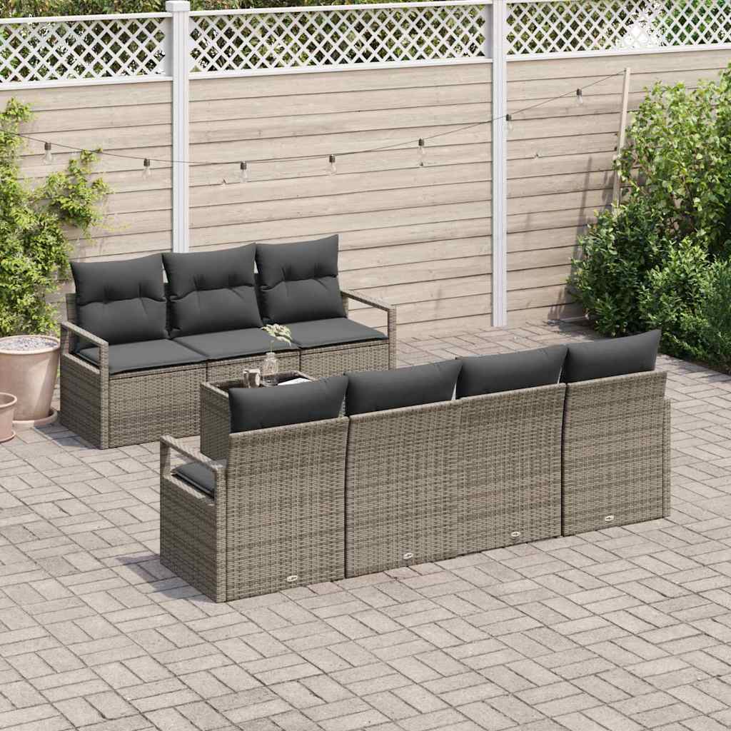 Set di divani con cuscino 8 pcs Grigio polyrattan | homemem39