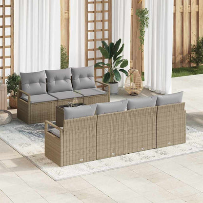 Set di divani con cuscino 8 pcs Beige e grigio polyrattan | homemem39