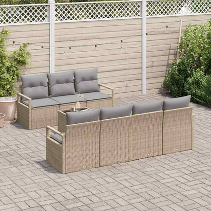 Set di divani con cuscino 8 pcs Beige e grigio polyrattan | homemem39