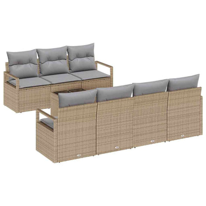 Set di divani con cuscino 8 pcs Beige e grigio polyrattan | homemem39