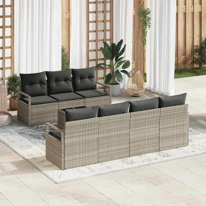 Set di divani con cuscino 8 pcs Grigio chiaro polyrattan | homemem39