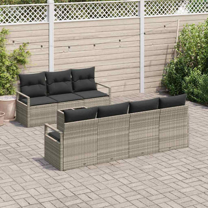 Set di divani con cuscino 8 pcs Grigio chiaro polyrattan | homemem39
