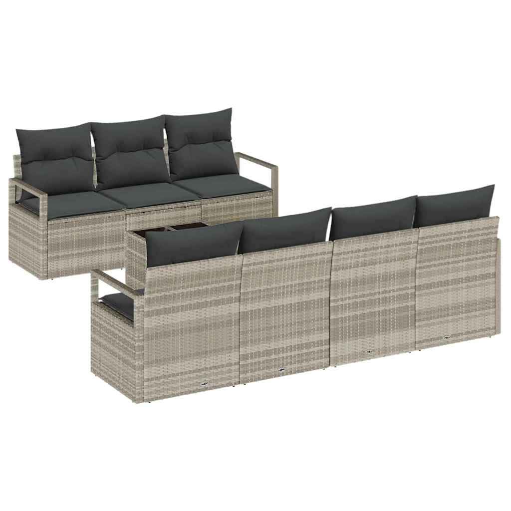 Set di divani con cuscino 8 pcs Grigio chiaro polyrattan | homemem39