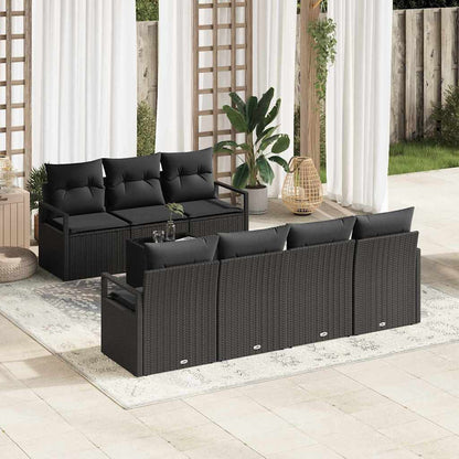 Set di divani 8 pz 7-Numero di posti Nero polyrattan | homemem39