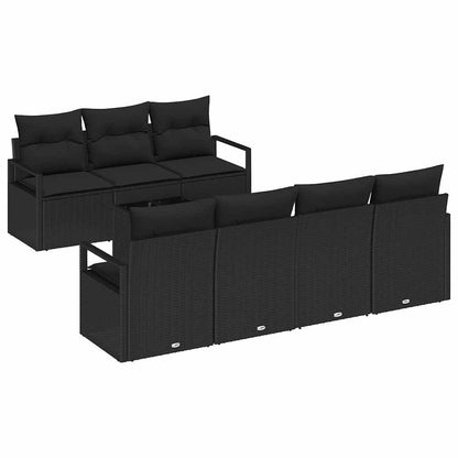 Set di divani 8 pz 7-Numero di posti Nero polyrattan | homemem39