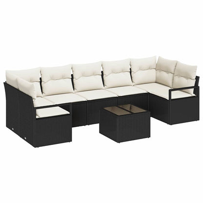 Set di divani 8 pz 7-Numero di posti Nero e Crema polyrattan | homemem39