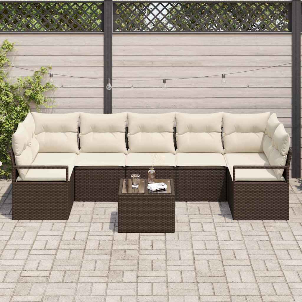 Set di divani 8 pcs Marrone e Crema polyrattan | homemem39