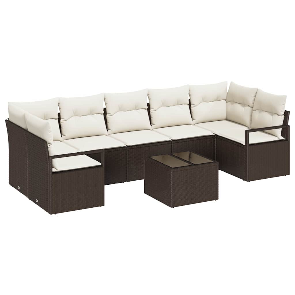 Set di divani 8 pcs Marrone e Crema polyrattan | homemem39