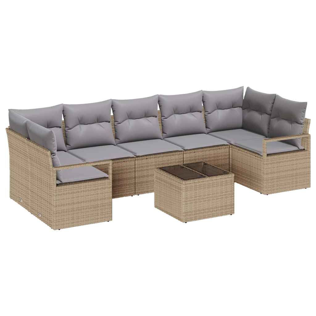 Set di divani 8 pz 7-Numero di posti Beige e grigio polyrattan | homemem39