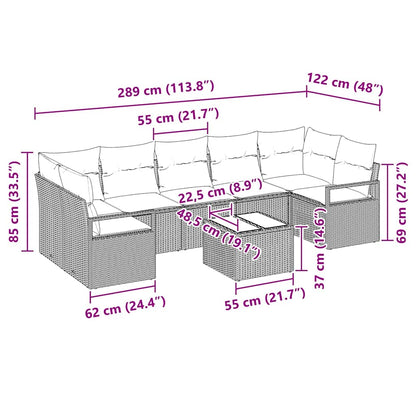Set di divani 8 pz 7-Numero di posti Beige e grigio polyrattan | homemem39