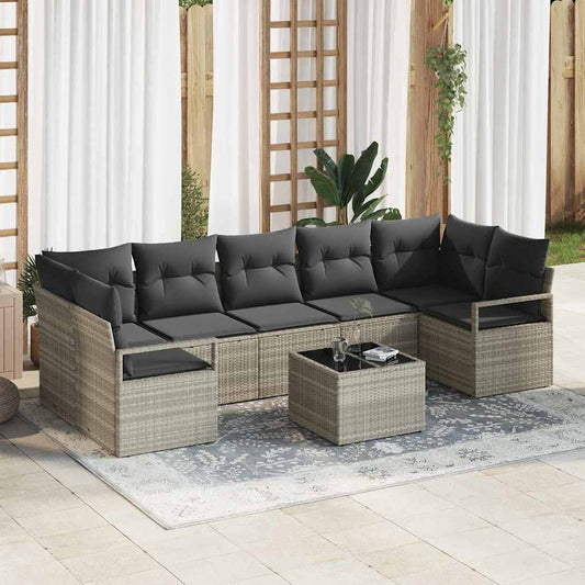 Set di divani 8 pcs Grigio chiaro e grigio scuro polyrattan
