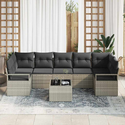 Set di divani 8 pcs Grigio chiaro e grigio scuro polyrattan - homemem39