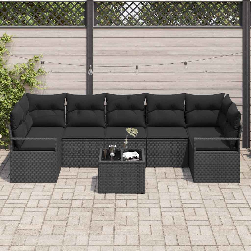Set di divani 8 pcs Nero polyrattan | homemem39