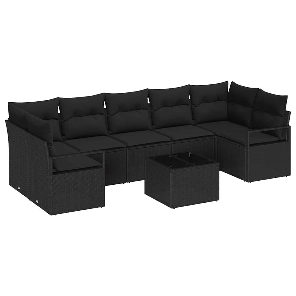 Set di divani 8 pcs Nero polyrattan | homemem39