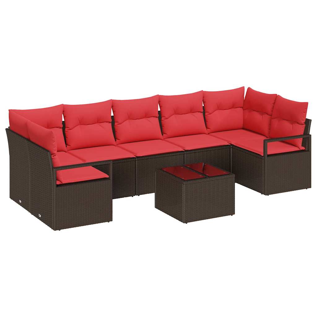 Set di divani 8 pcs Marrone e Rosso polyrattan | homemem39