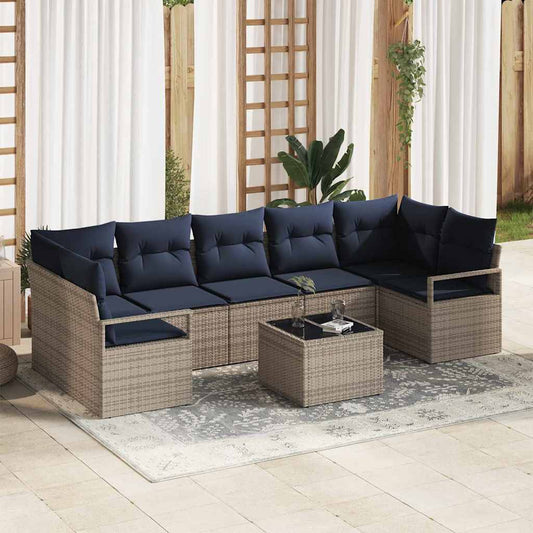 Set di divani 8 pcs Grigio polyrattan