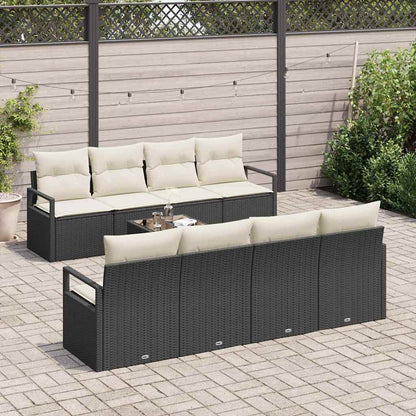 Set di divani con cuscino 7 pcs Nero e Crema polyrattan | homemem39
