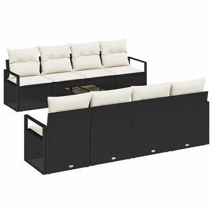 Set di divani con cuscino 7 pcs Nero e Crema polyrattan | homemem39
