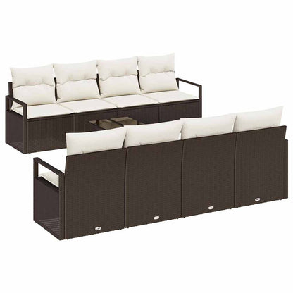 Set di divani con cuscino 7 pcs Marrone e Crema polyrattan | homemem39