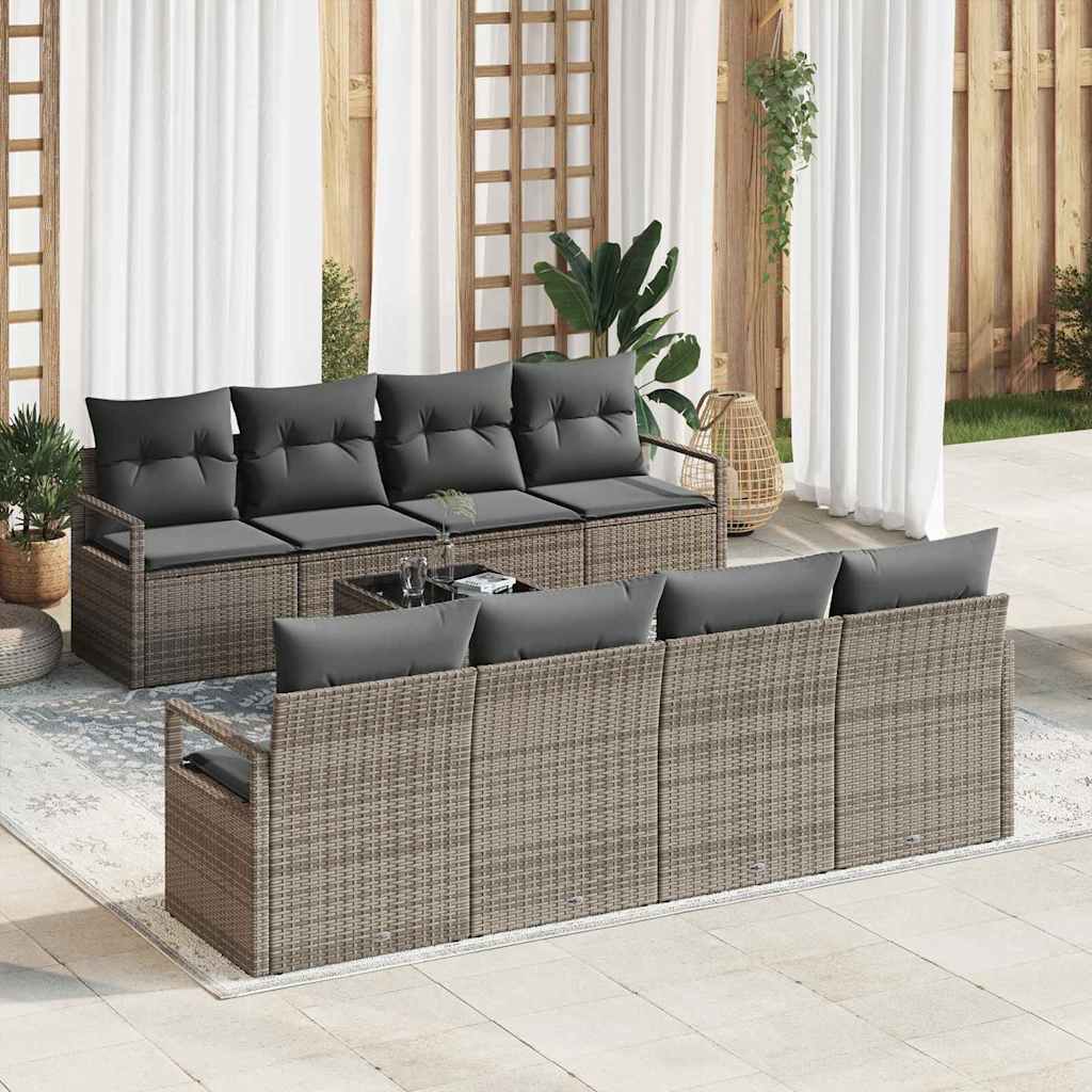 Set di divani con cuscino 7 pcs Grigio polyrattan | homemem39