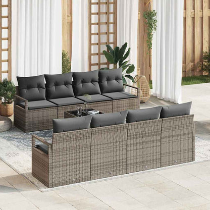 Set di divani con cuscino 7 pcs Grigio polyrattan | homemem39