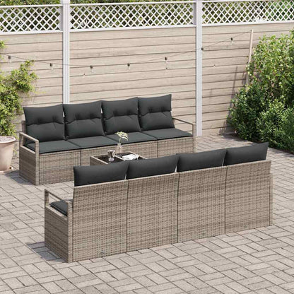 Set di divani con cuscino 7 pcs Grigio polyrattan | homemem39